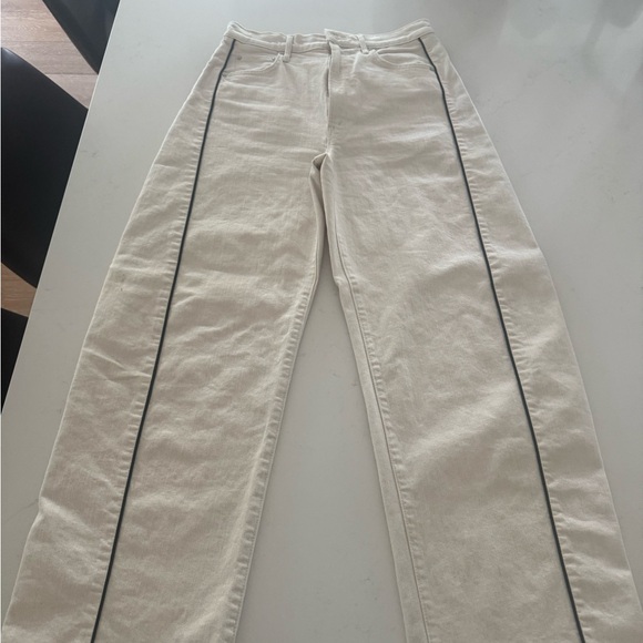 MOTHER Black and Cream Flare Jeans - Picture 5 of 8